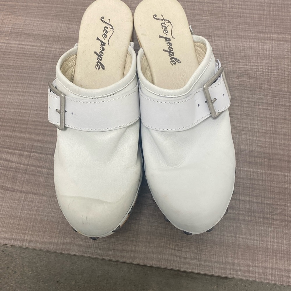 Free People Culver City White Leather Clog Heel Size 39 - Picture 2 of 10